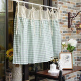 American rural green grid half curtain window bathroom door curtain custom for cabinet coffee