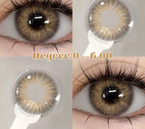 1Pair Colored Contact Lenses for Eyes with Degree Lens Natural Myopia Lenses Brown Eye Lenses Gray Eye Contacts Yearly