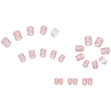 24P New Nail Art Full Cover Artificial Fake Nails Ballerina Press on Nail Set  Tender Powder False Nails Seamless Removable Nail