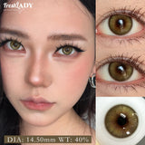 1 Pair Colored Contact Lenses Natural Brown Pupils Blue Eyes Contact lenses Gray Soft Contacts 14.50mm