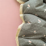 INS Girls Cherry Soft Bedding Set Washed Cotton Bed Sheet Queen King Size Duvet Set Flower Comforter Set Pillowcase Bed Linens