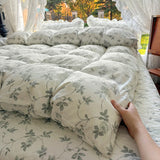 2025 new soft waxy waxy wash quilt cover Knitted double layer single bed sheet Little fresh polka dot bedding