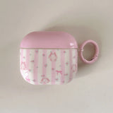 Lovely Pink Stripe Suitable Girl Wireless Bluetooth Earphone Case Protection Cover For Apple AirPods 1 2 3 4 Pro 2 Soft Shell