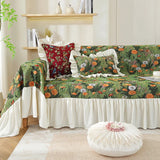 Pastoral Retro Printed Sofa Cover with Skirt All-Inclusive Floral Sofa Towel for Four Seasons Luxury Soft Furniture Protector