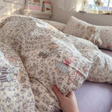 New aerobic three-layer yarn printing four-piece set skin-friendly and soft four-piece set of bedding in student dormitory