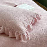 2 pcs Quilted Soft Pillow Sham with Ruffles 48x74cm Home Decorative Pillow Case Flower Printed Pillowcases Covers