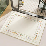 Fresh Floral Bath Mat Pastoral Garden Style Bathroom Rug Super Absorbent PVC Non-Slip Floor Mat Aesthetic Flower Shower Pad