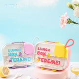 Stainless Steel Lunch Box,Portable Bento Box with Spoon, Plastic Bento Box Kids with Handle, Microwavable Food Container
