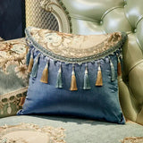 1pcs Half Round Tassel Edge Cushion Cover European Jacquard Pendant Edge Pillowcase Luxury Thickened Square Sofa Pillow Cover