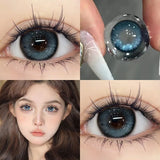 2PCS Hot Sale Color Contact Lenses with Prescription 0~-8.00 Degree Klein Butterfly Lenses Blue Pupils Beauty Eyes Lens