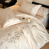 Embroidery Cotton Bedding Set Underwear Duvet Cover Set Bed Linens Solid Color RU SEA EU AU Size