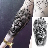1 Sheet Compass Family Temporary Tattoos For Women Men Adults Flower Tribal Maori Totem Tattoo Sleeve Waterproof Temp Stickers
