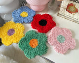 Handmade Tufted Coaster Floral Cup Holder Mat Drink Pad Mug Support Dining Room Decor Home Table Decoration Accessories 20cm