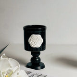 French Camellia Black Ceramic Mug Aromatherapy Cup Coffee Mugs Home Decoration Candle Wooden Holder Household Ornaments