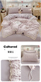 Print Floral Bedding Set Double Layer Yarn Four Pieces Set Soft Comfortable Duvet Cover Bed Sheet With Pillowcases Home Textiles