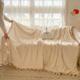 Nordic Fluffy Sofa Blanket Milk Fleece Fringed Ball Blanket Thickened Soft Lamb Fleece Sofa Cover Blanket Nap Home Bedroom Decor