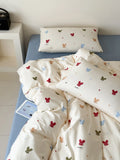 Cute Rabbit Cartoon Pure Cotton Bedding Set Dormi Waed Cotton eet Cover Quilt Cover Tee Four Piece Set Student Dorm...