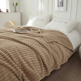 A Solid Color Striped Flannel Blanket Shawl Blanket Multi-purpose Sofa Blanket Cover Blanket Home Bed Blanket