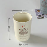 400ml Korean Style Ceramic Water Cup Ins Style Letter Juice Drinkware Exquisite Round Hand-held Mug Household Casual Coffee Cups