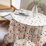Christmas Transparent Lace Tablecloth White Rectangular Colorful Flower Embroidered Table Cloth for Cover Home Party Supplies