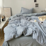 3pcs Classic Black and White Plaid Striped Duvet Cover Set Soft Washed Cotton Quilt Cover Adult Children Bedroom Bedding Set