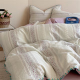 100% Cotton Floral Bedding Set Single Queen King Size Washed Cotton Soft Duvet Cover Bed Sheet/Fitted Sheet Pillowcases 3/4Pcs