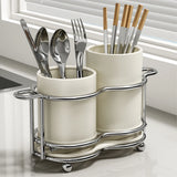 Chopsticks holder,Utensil Holder with 2 Compartments, Stainless Steel Utensil Drying Rack with Drain Tray,Forks, Knives, Spoons