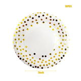 White Gold Dot Disposable Tableware Set Paper Plates Cups Napkins For Elegant Wedding Birthday EVJF Party Supplies Decor