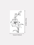 Lily Tattoo Sticker Temporary Tattoo, Simple Sketch Line Flower Tattoo, Sexy Waist Belly Body Art, Waterproof Long-Lasting Tatto
