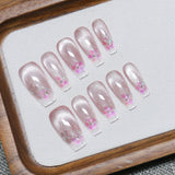 10Pcs Sweet Cute Handmade Press on Nails Flower Butterfly Fake Nails Glossy Diamond False Nails Full Cover Acrylic Nail Tips Art