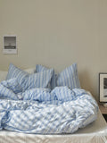 Miolife Pure Cotton Waed Bedding Nordic Stripe Pattern Warmth Retention Function Bed eet Set Four Piece Ensemble