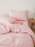 Ikeehome  Fre Cotton Floral Print Bedding Set Pure Color Duvet Cover Bed eet Quilt Cover All Seasons Universal Simple Sle 4-Piece...