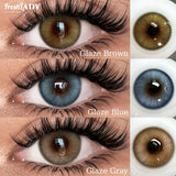 2pcs Glaze Series Colored Contact Lenses Natural Brown Pupils Blue Eyes Lenses Gray Soft Contact Lenses 14.50mm Yearly