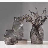 Glass Vase Irregular Lines of Folds Floral Arrangement Accessories Hydroponics Terrarium Home Decoration