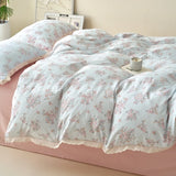 New class A double-layer yarn thickened three/four-piece set skin-friendly and breathable single double washed cotton
