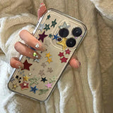 Korean Creative Threaded Star Phone Case For iPhone 16 Pro Max 15 14 13 12 11 Pro 7 8 Plus Creative Shockproof Back Cover