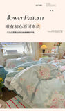 4Pcs Korean Princess Style Floral Ruffles Bedding Set Single Queen Size Soft Skin-friendly Washed Cotton Duvet Cover Pillowcase