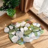 Irregular Tufted Moss Forest Bedroom Rug Green Plant Forest Door Bedside Mat Fluffy Foot Carpet Floor Safety Pad Home Room Decor