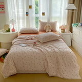 Floral Printed Summer Quilt Four Piece Set Soft Bedroom Decor Bedding Set Summer Quilt Bed Sheet With Pillowcases Home Textiles