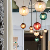 High-end Color Water Patterned Glass Ball Pendant Light Bedroom Bedside Lamp Creative Dining Living Room Bar Counter Chandelier