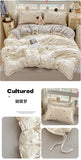 Print Floral Bedding Set Double Layer Yarn Four Pieces Set Soft Comfortable Duvet Cover Bed Sheet With Pillowcases Home Textiles