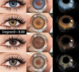 1pair Myopia Lenses Color Contact Lenses for Eyes with Diopters Prescription Lenses Yearly Brown Lens Blue Eye Contacts