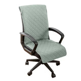 Quilted Office Chair Cover Solid Color Anti-dirty Desk Computer Armchair Chair with Slipcovers Buckle Gaming Seat Cover