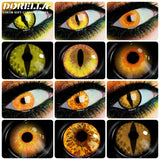 1 Pair Cosplay Contact Lenses Multicolored Contact Lenses Anime Lenses Halloween Makeup Eye Yellow Lenses Color Leneses