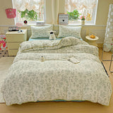 Flower Printed Duvet Cover Sets Queen/King Bedding Set with Shell Edge Washed Cotton dekbedovertrek 240x220   Bed Cover Set