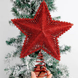 25CM Red Gold Glitter Star Christmas Decoration Xmas Tree Topper for Home Decor Ornaments Navidad New Year 2025 Gifts Accessory