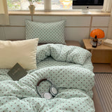 Ins Nordic Bedding Set Simple Style Polka Dot Duvet Cover Set Soft Flat Sheet Single Twin Size Double Bed Sheet Set For Bedroom