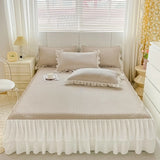 2/3pcs Summer Cooling Princess Bed Skirt Set Class A Mattress Cover Single Soft Mat Room Decor Bedspread Ice Silk Bean Cool Mat