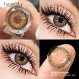 2pcs Colored Lenses For Eyes HAWAII Series Natural Beautiful Cosmetic Contact Lenses Yearly Use Myopia Beautiful Pupil