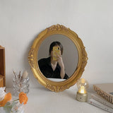 Vanity Mirrors Baroque Frame Mirror Gold Shield Wall Decorative Mirrors Plate Tray Make Up Mirror for Bedroom Home Decor